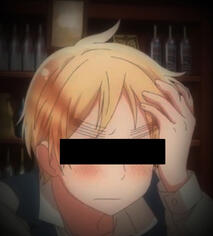 Arthur Kirkland from Hetalia with a black censor bar over his eyes